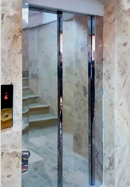 روکش استیل درب آسانسور میرور نقره ای